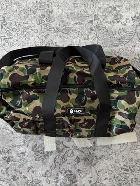 Bape Green Camo Duffel with Black Straps